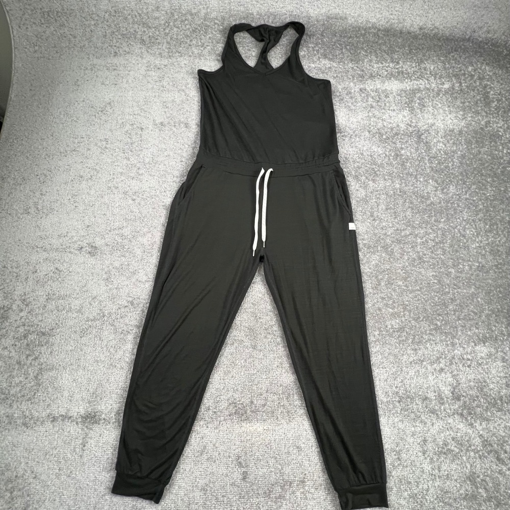 Vuori Womens Black Racerback Jogger Jumpsuit Performance Activewear One Piece